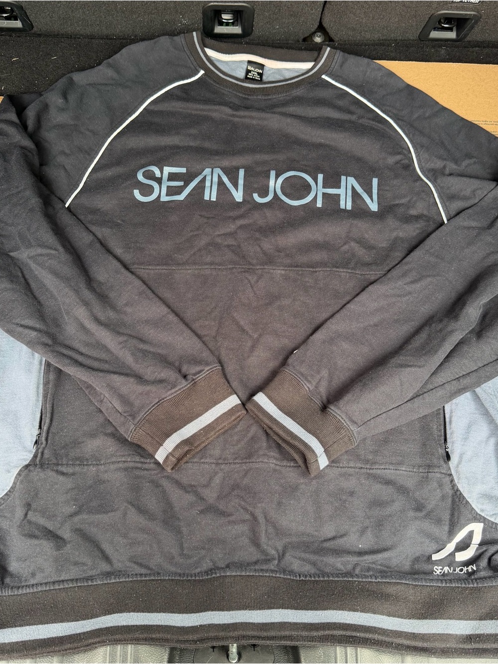 Sean John Black Sweatshirt with Light Blue Logo